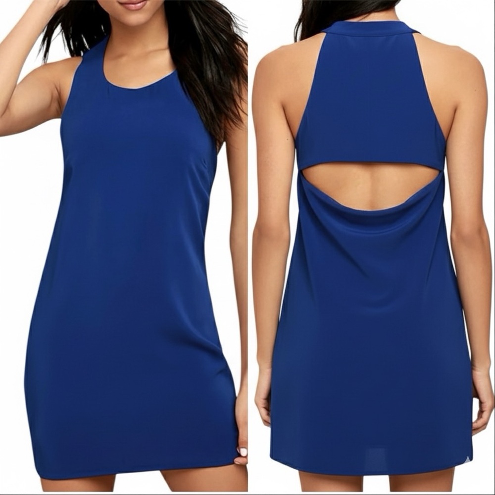 Lulus Women's Size S Royal Blue Halter Keyhole Back Shift Mini Dress